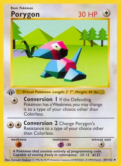 Porygon Pokémon card, number 39