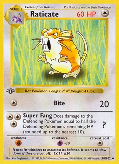 Raticate Pokémon card, number 40