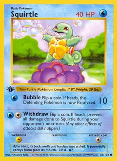 Squirtle Pokémon card, number 63