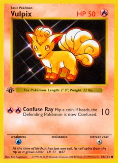Vulpix Pokémon card, number 68