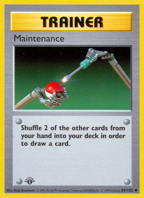 Maintenance Pokémon card from Base, number 83 (1st Edition print)