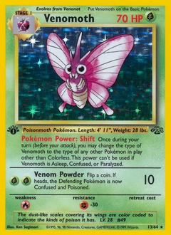 Venomoth Pokémon card from Jungle, number 13
