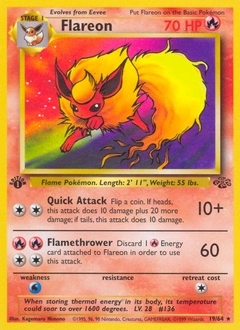 Flareon Pokémon card from Jungle, number 19