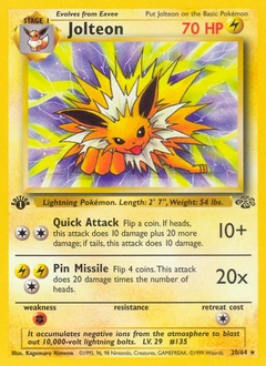 Jolteon Pokémon card from Jungle, number 20