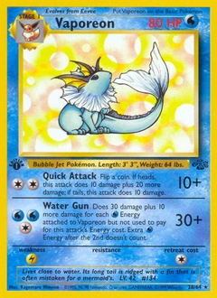 Vaporeon Pokémon card from Jungle, number 28