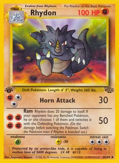 Rhydon Pokémon card from Jungle, number 45