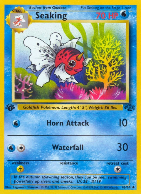 Seaking Pokémon card from Jungle, number 46 (1st Edition print)
