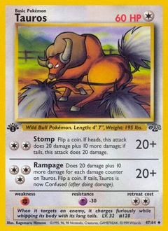 Tauros Pokémon card from Jungle, number 47