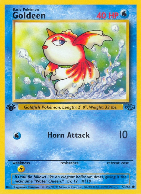 Goldeen Pokémon card from Jungle, number 53 (1st Edition print)