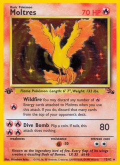 Moltres Pokémon card, number 12