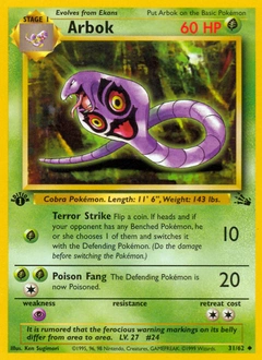 Arbok Pokémon card, number 31