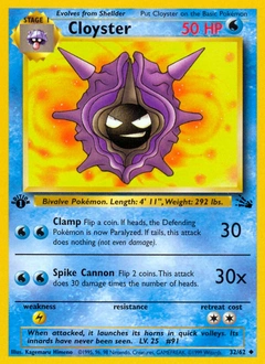 Cloyster Pokémon card, number 32