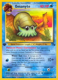 Omanyte Pokémon card, number 52