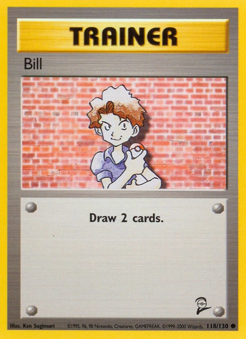 Bill Pokémon card from Base Set 2, number 118 (Unlimited print)