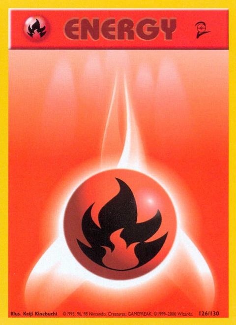 Fire Energy Pokémon card from Base Set 2, number 126 (Unlimited print)