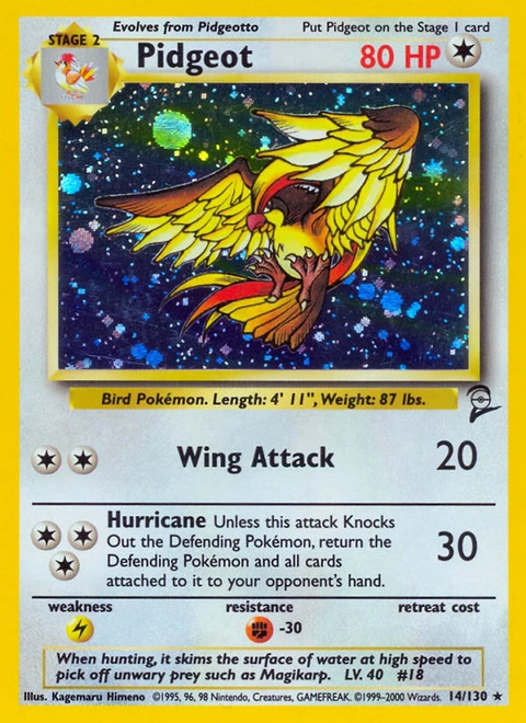Pidgeot Pokémon card from Base Set 2, number 14 (Unlimited print)