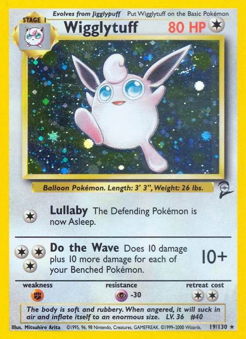 Wigglytuff Pokémon card from Base Set 2, number 19 (Unlimited print)