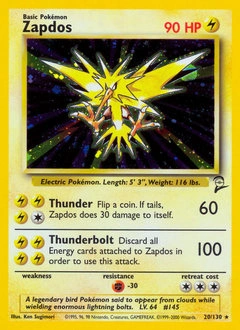 Zapdos Pokémon card, number 20