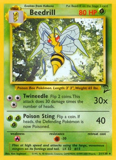 Beedrill Pokémon card, number 21