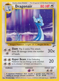 Dragonair Pokémon card, number 22
