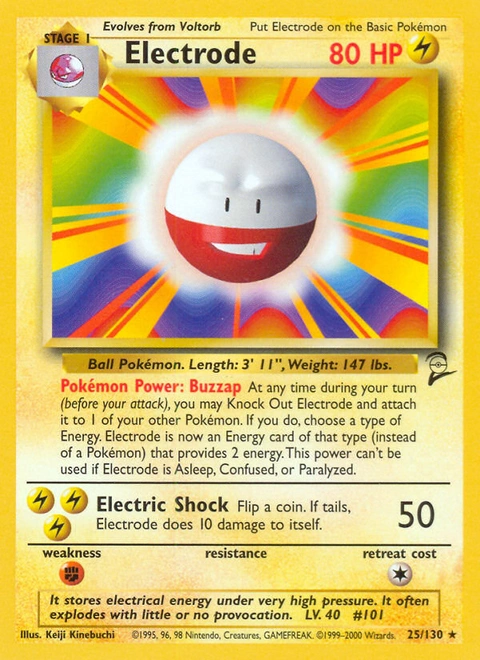 Electrode Pokémon card from Base Set 2, number 25 (Unlimited print)