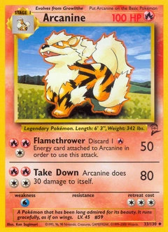 Arcanine Pokémon card, number 33