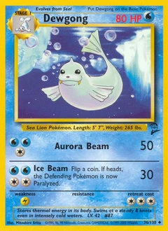 Dewgong Pokémon card, number 36