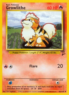 Growlithe Pokémon card, number 42