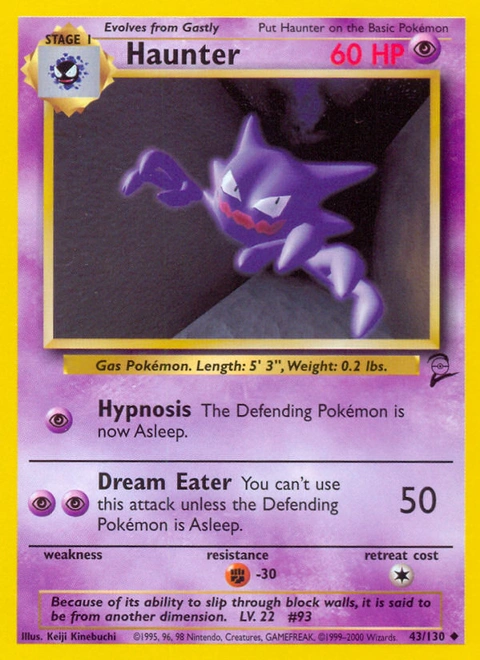 Haunter Pokémon card from Base Set 2, number 43 (Unlimited print)