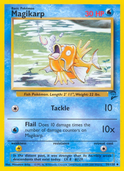 Magikarp Pokémon card from Base Set 2, number 50 (Unlimited print)