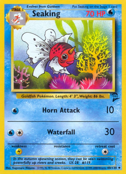 Seaking Pokémon card from Base Set 2, number 60 (Unlimited print)