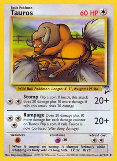 Tauros Pokémon card, number 62