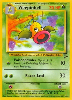 Weepinbell Pokémon card, number 64