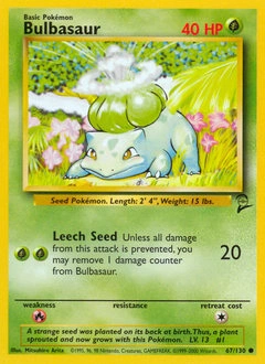 Bulbasaur Pokémon card, number 67