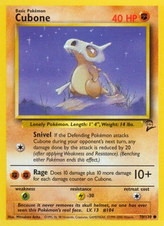 Cubone Pokémon card, number 70