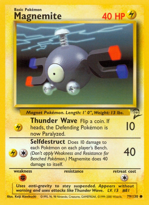 Magnemite Pokémon card from Base Set 2, number 79 (Unlimited print)