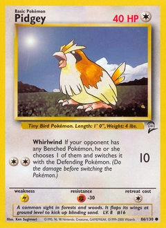 Pidgey Pokémon card, number 86