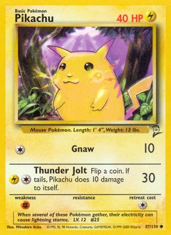 Pikachu Pokémon card, number 87
