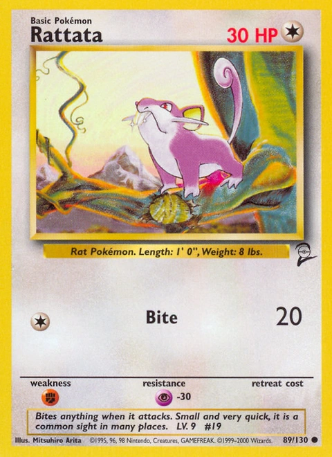 Rattata Pokémon card from Base Set 2, number 89 (Unlimited print)