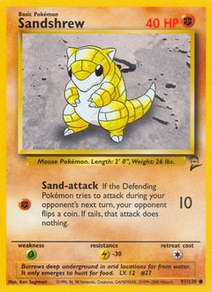 Sandshrew Pokémon card, number 91