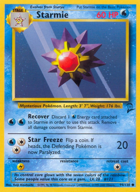 Starmie Pokémon card from Base Set 2, number 94 (Unlimited print)