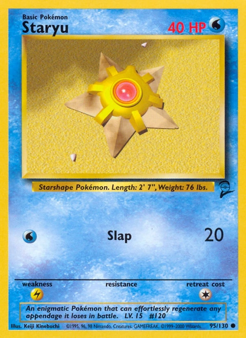 Staryu Pokémon card from Base Set 2, number 95 (Unlimited print)