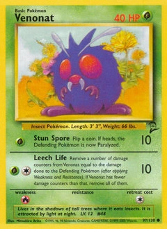 Venonat Pokémon card, number 97