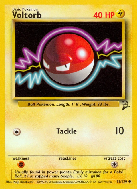 Voltorb Pokémon card from Base Set 2, number 98 (Unlimited print)