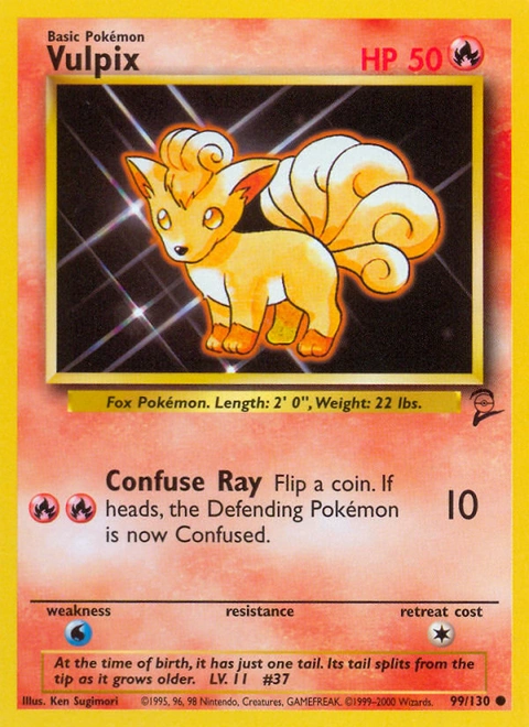 Vulpix Pokémon card from Base Set 2, number 99 (Unlimited print)