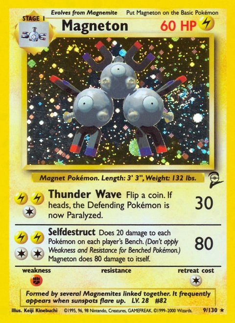 Magneton Pokémon card from Base Set 2, number 9 (Unlimited print)
