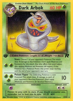 Dark Arbok Pokémon card, number 19