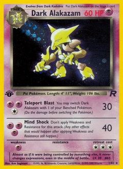 Dark Alakazam Pokémon card, number 1