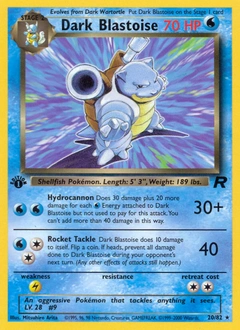 Dark Blastoise Pokémon card, number 20