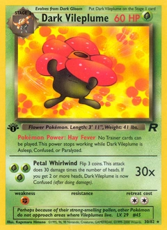 Dark Vileplume Pokémon card, number 30